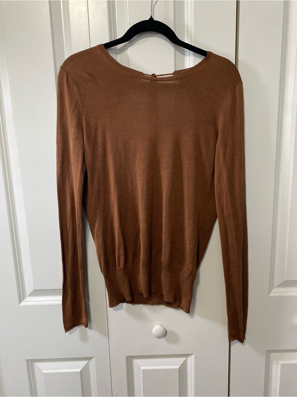 Club Monaco Silk Chestnut Brown Knit Open Back Top